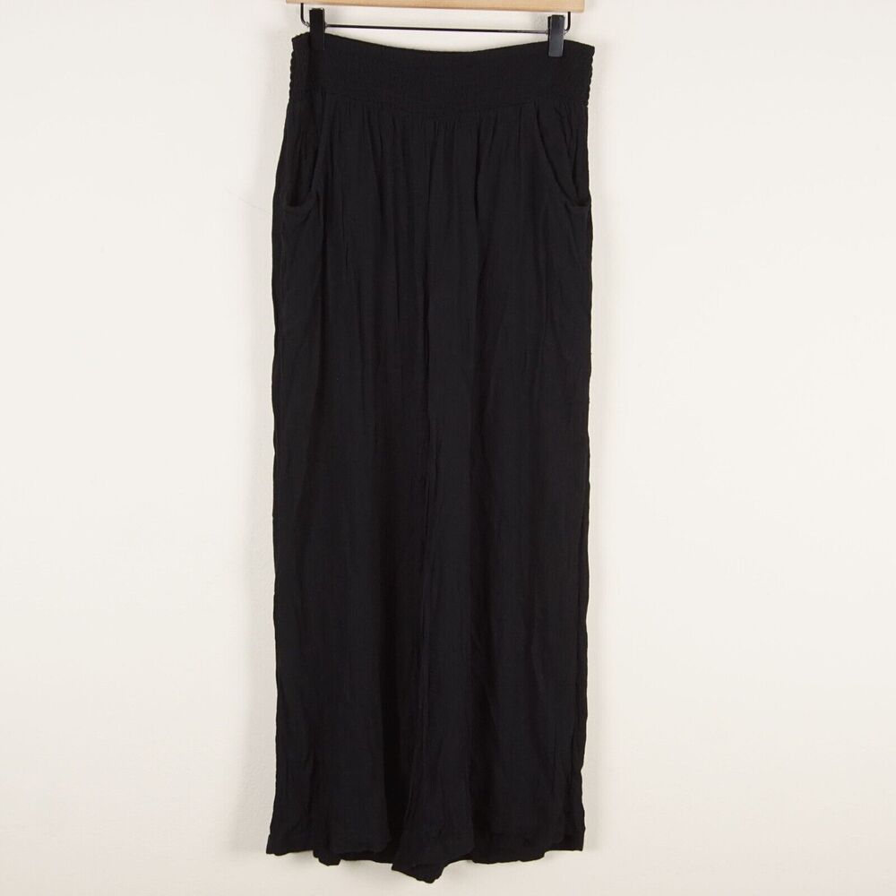 Elan Black Elastic Waist High Waist Cover Up Wide Leg Casual Lounge Pants Sz XS
